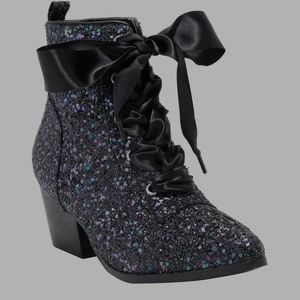 YRU Dollz Kill Black Glitter Aura Witch Boot